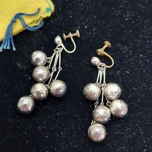 Vintage 1950's  Mexico Sterling Silver ball drops